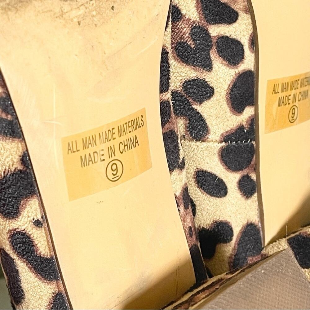 Ollio Women's Brown Leopard Faux Suede Chunky Mid-Heel Ankle Strap Pumps Size 9‎ - Picture 13 of 13